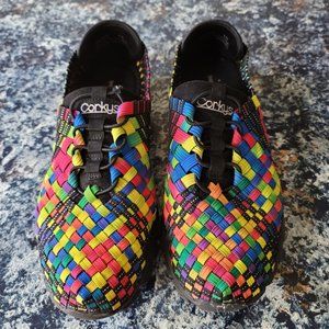 Rainbow Woven Elastic Corkys, Size 10